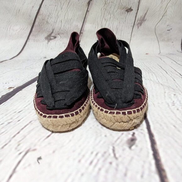Free People SEVILLE Espadrilles Maroon Black Tan 37 NEW - Picture 6 of 11